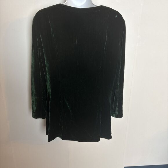 Dana B & Karen Womens Velvet Top 4 Silk Button Up Minimalist Forest Fairy Dark - Picture 5 of 10